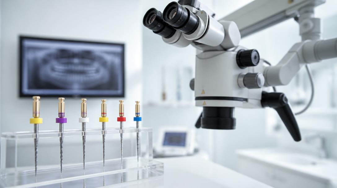 Endodontic root canal instruments and dental microscope